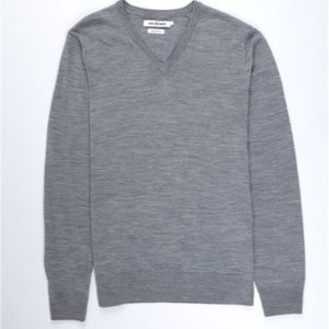 Grey V-neck Sweater 100% marino
